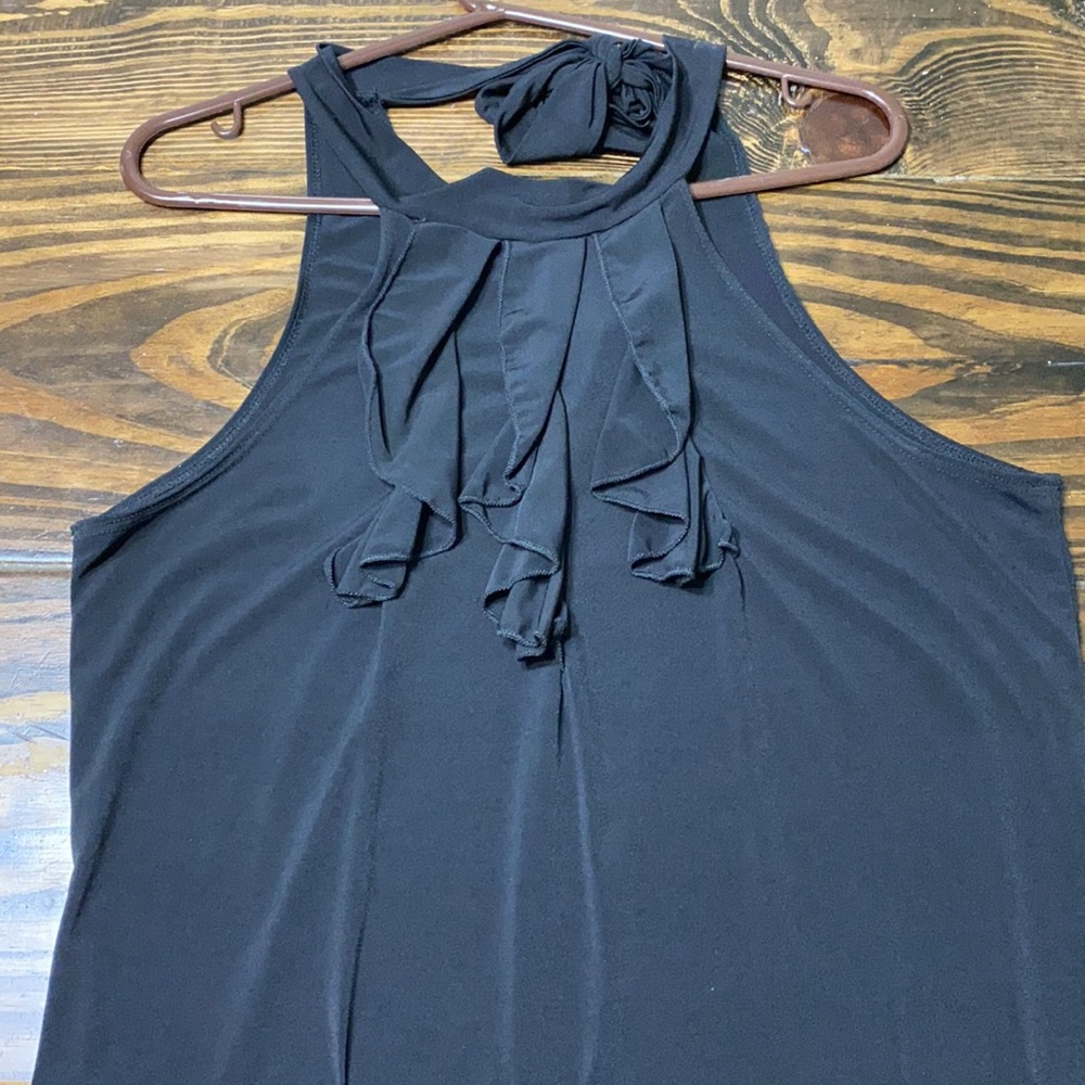 Black tank with ruffle front. Size XL